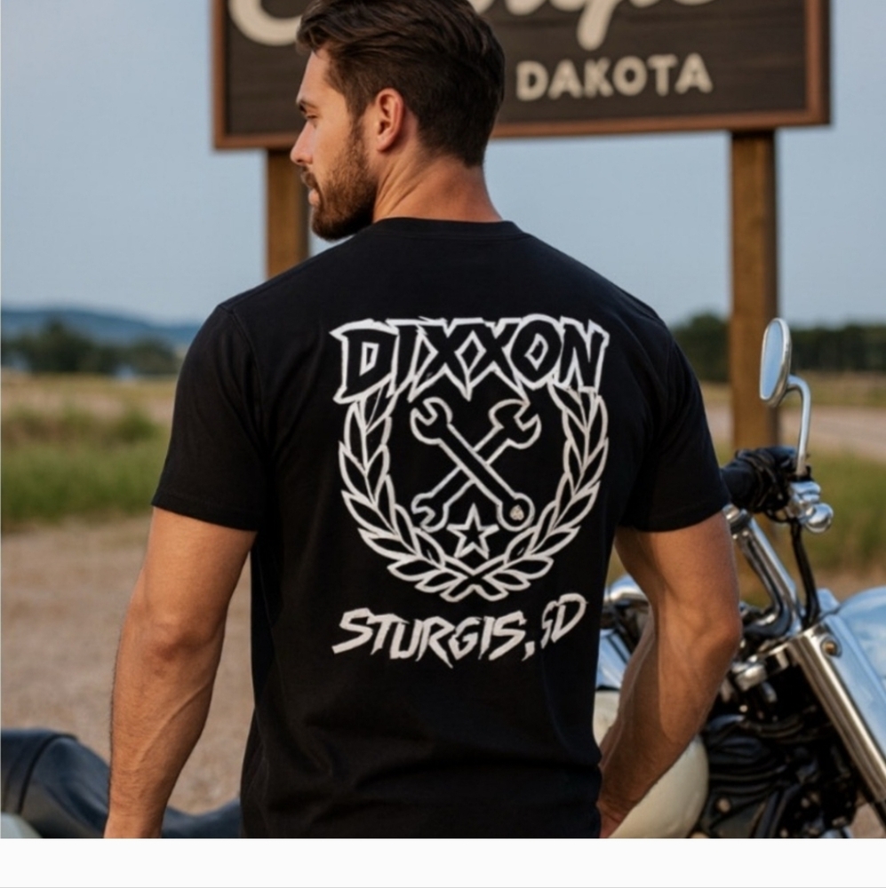 DIXXON Men’s Black White Sketchy Crest Graphic Men's Tee Shirt